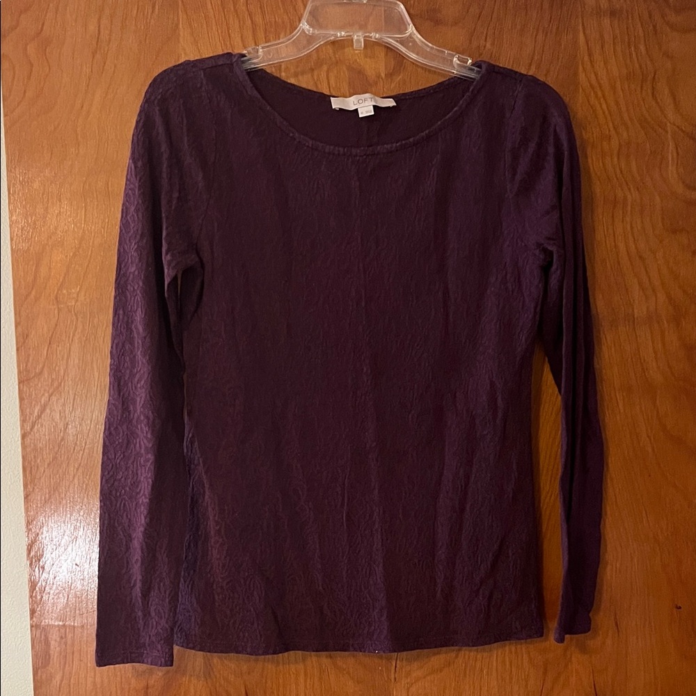 LOFT Deep Purple Long Sleeve Top